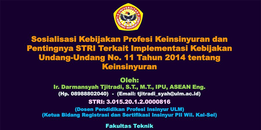 Materi Sosialisasi Kebijakan Profesi Keinsinyuran dan Pentingnya STRI